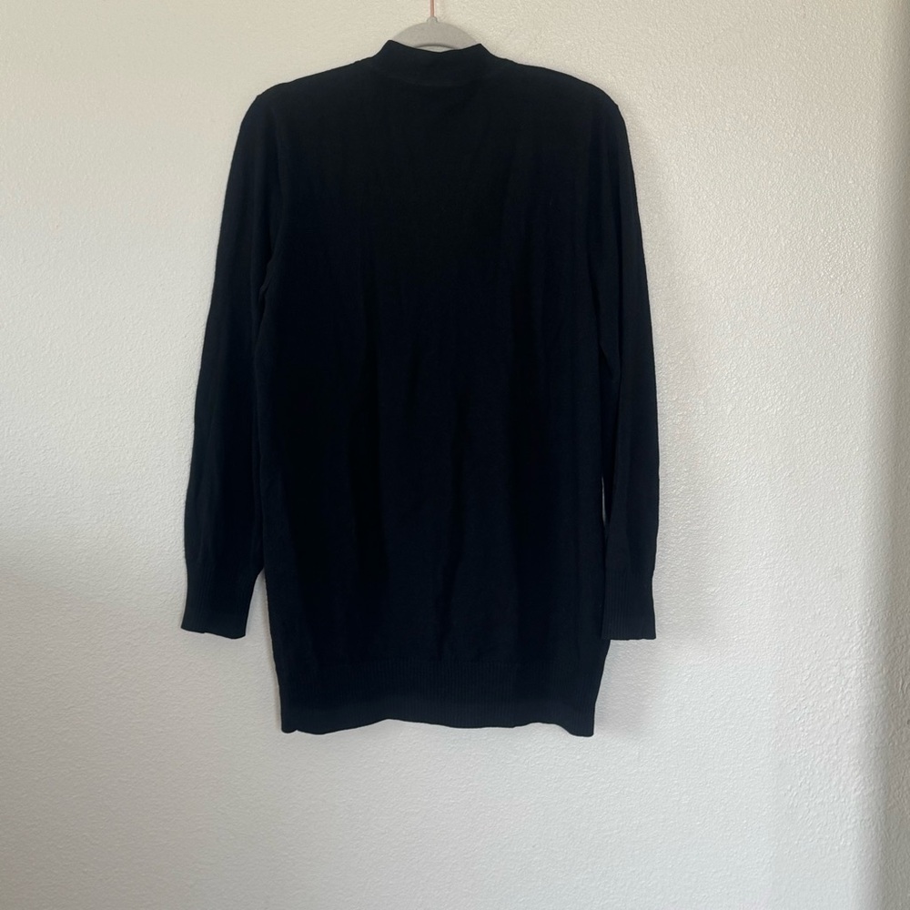 Tory Burch Black 100% Merino Wool Boyfriend Cardigan Sweater *holes M - Picture 5 of 14